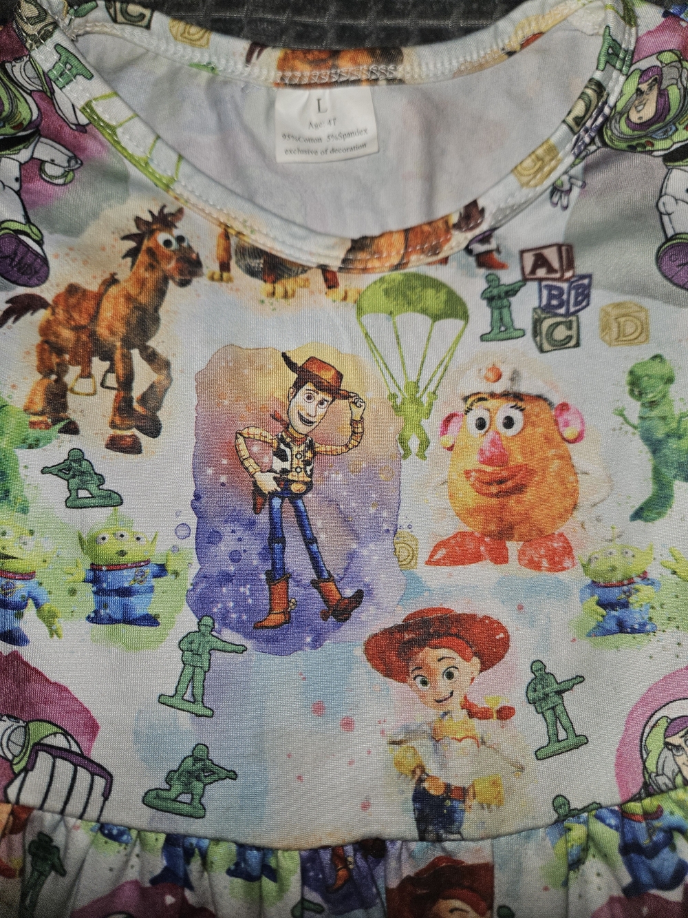 Toy Story Multi-Character Print Girls' Dress - White - Picture 3 of 6